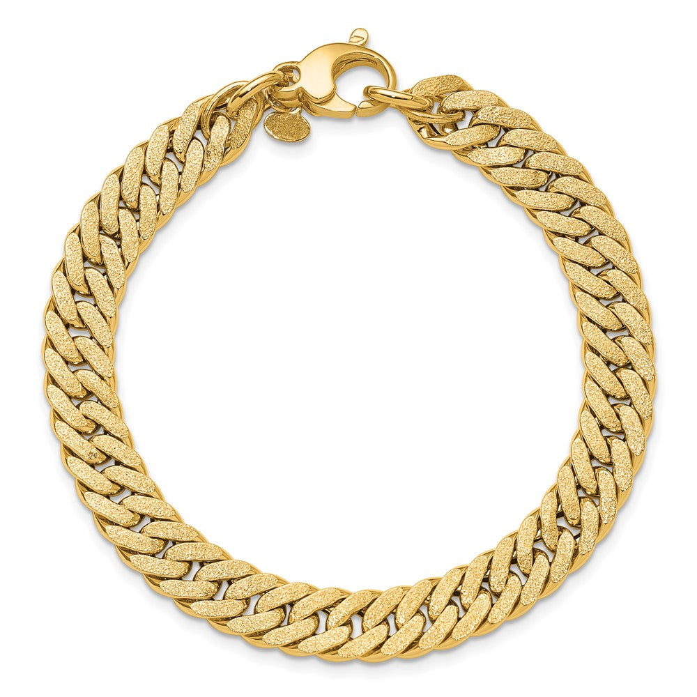 14K Yellow Gold Polished And Satin Reversible Fancy Curb Bracelet