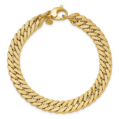 14K Yellow Gold Polished And Satin Reversible Fancy Curb Bracelet
