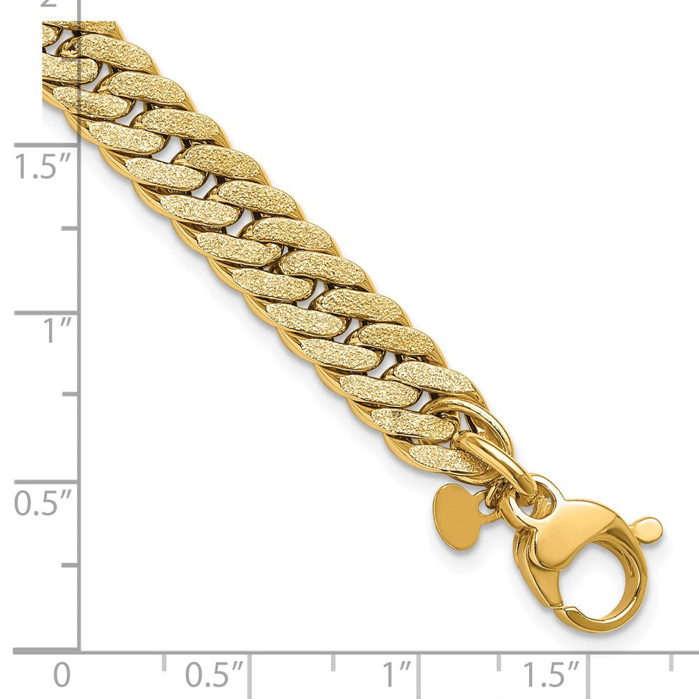14K Yellow Gold Polished And Satin Reversible Fancy Curb Bracelet