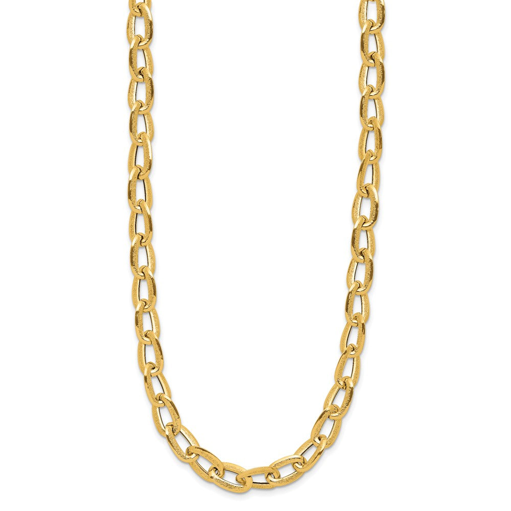 14K Yellow Gold Polished And Satin Fancy Link Necklace