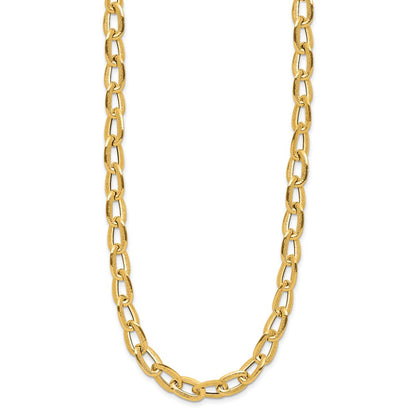 14K Yellow Gold Polished And Satin Fancy Link Necklace
