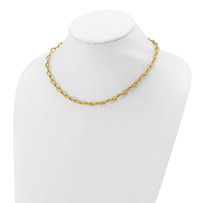 14K Yellow Gold Polished And Satin Fancy Link Necklace