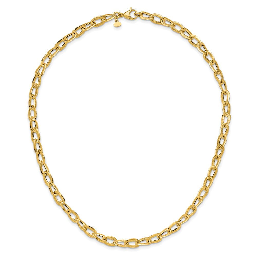 14K Yellow Gold Polished And Satin Fancy Link Necklace