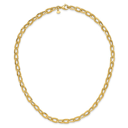 14K Yellow Gold Polished And Satin Fancy Link Necklace