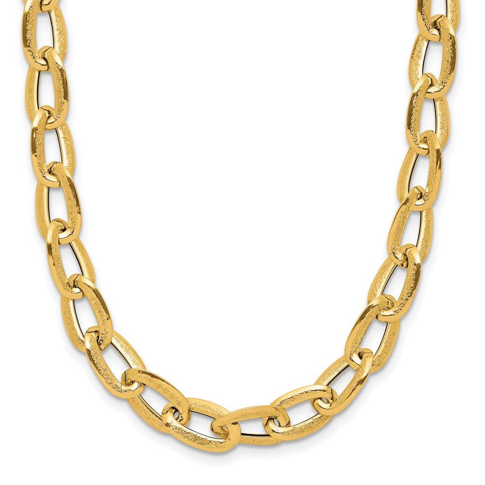 14K Yellow Gold Polished And Satin Fancy Link Necklace