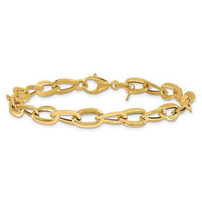 14K Yellow Gold Polished And Satin Fancy Link Bracelet