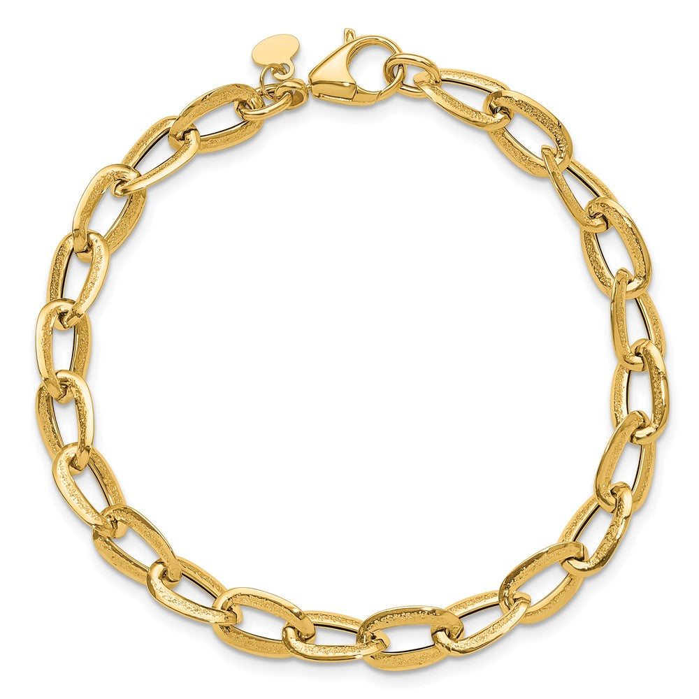 14K Yellow Gold Polished And Satin Fancy Link Bracelet