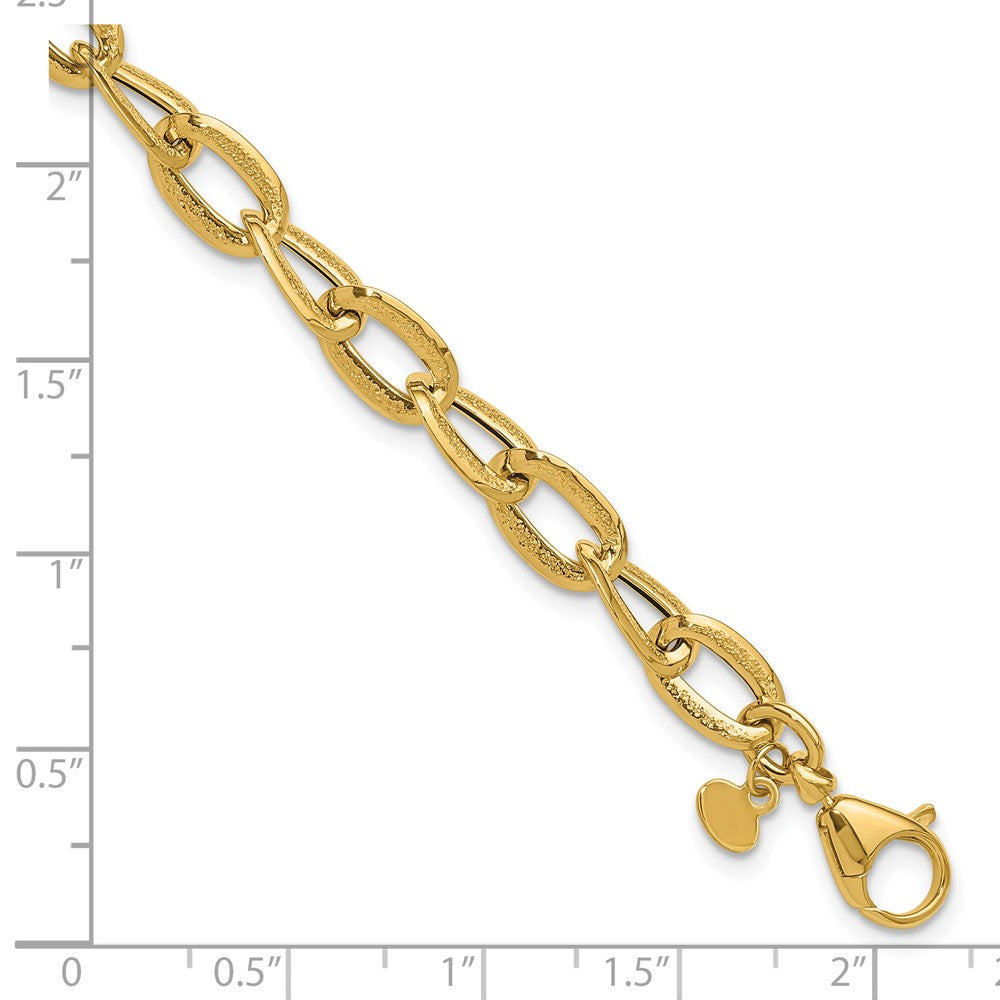 14K Yellow Gold Polished And Satin Fancy Link Bracelet
