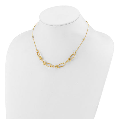 14K Yellow Gold Polished/Textured/Dia Cut Fancy Link With 2In Ext. Necklace