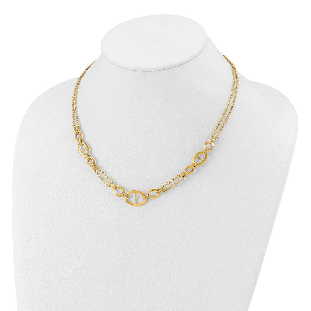 14K Yellow Gold Polished Multi Strand Fancy Link Necklace