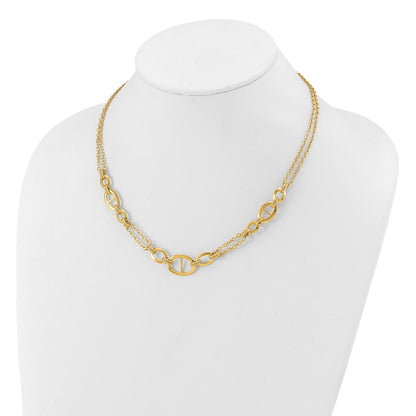 14K Yellow Gold Polished Multi Strand Fancy Link Necklace