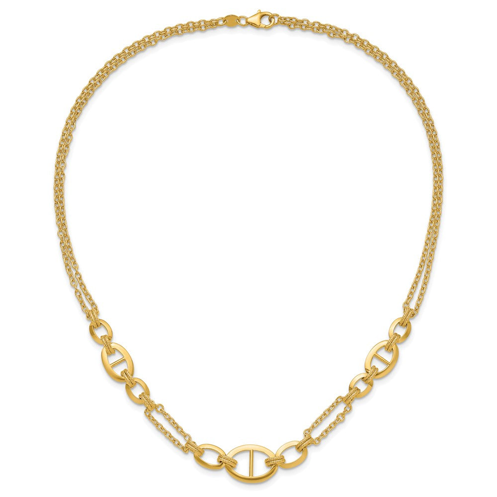 14K Yellow Gold Polished Multi Strand Fancy Link Necklace