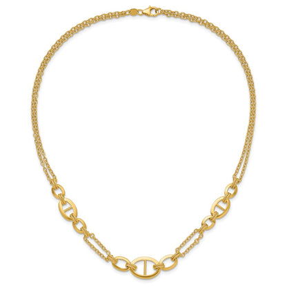 14K Yellow Gold Polished Multi Strand Fancy Link Necklace