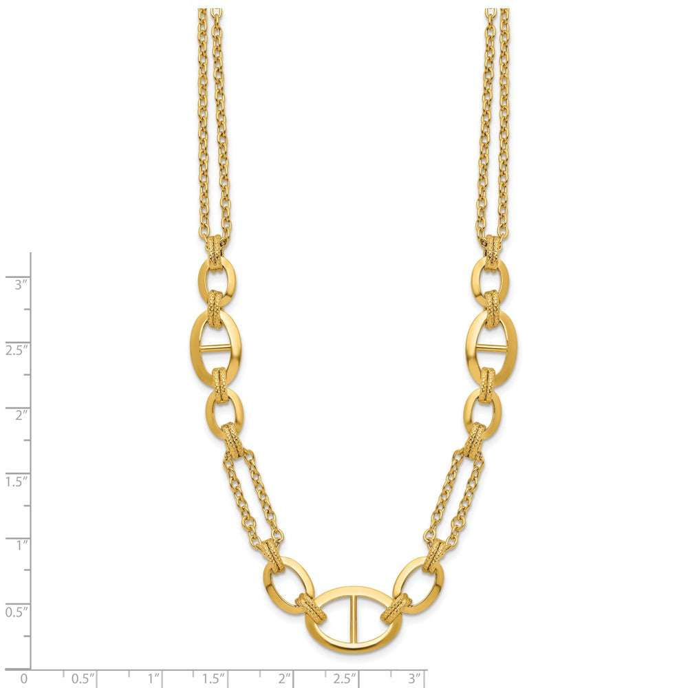 14K Yellow Gold Polished Multi Strand Fancy Link Necklace