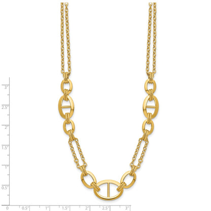 14K Yellow Gold Polished Multi Strand Fancy Link Necklace
