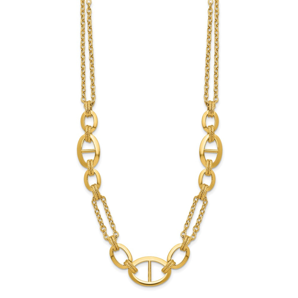 14K Yellow Gold Polished Multi Strand Fancy Link Necklace