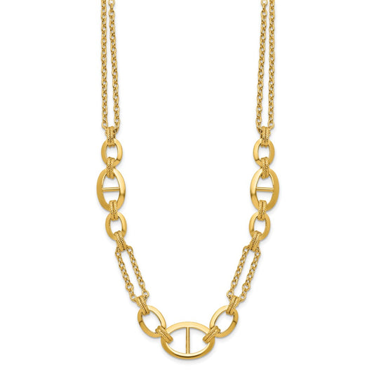 14K Yellow Gold Polished Multi Strand Fancy Link Necklace