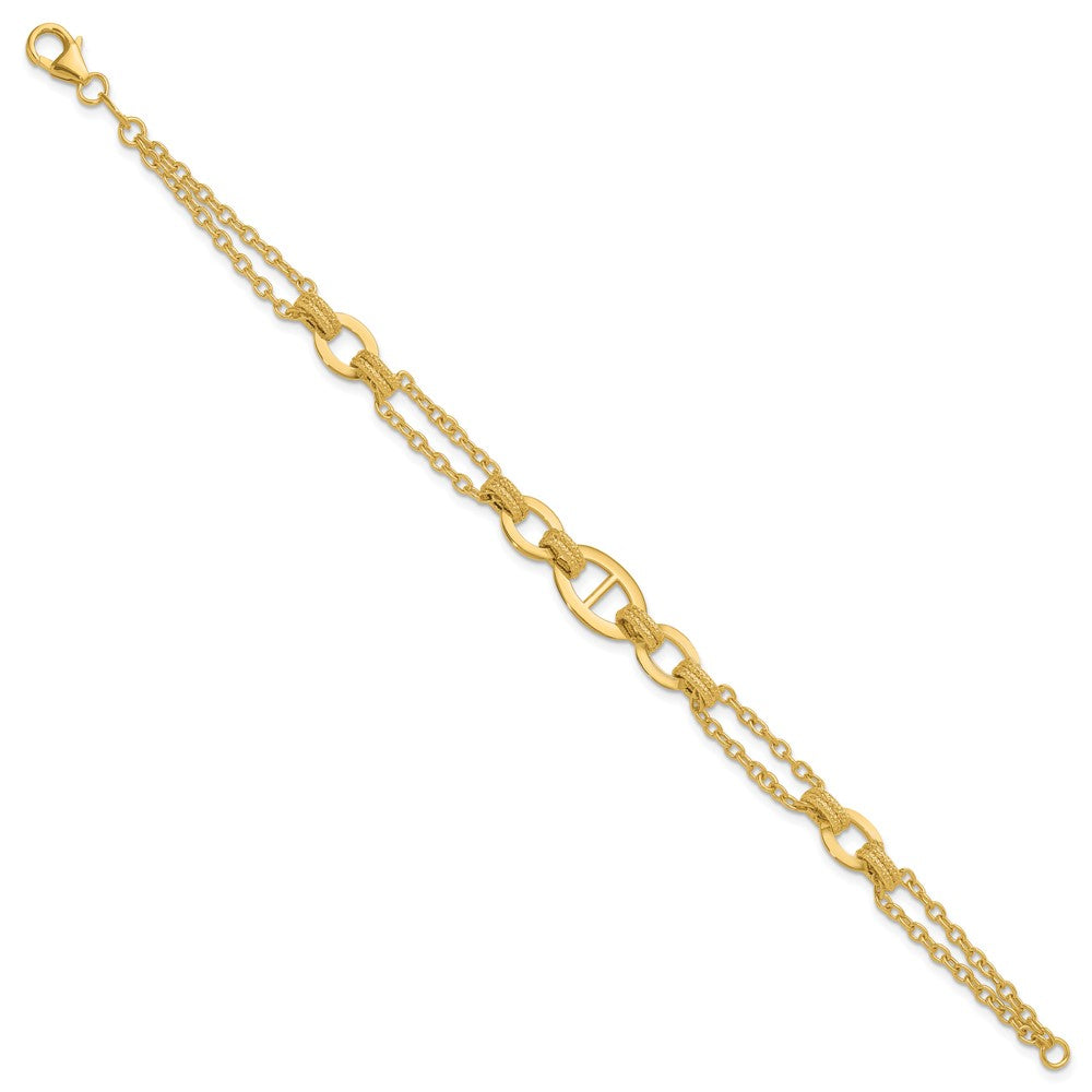 14K Yellow Gold Polished Multi Strand Fancy Link Bracelet