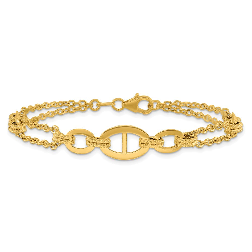 14K Yellow Gold Polished Multi Strand Fancy Link Bracelet