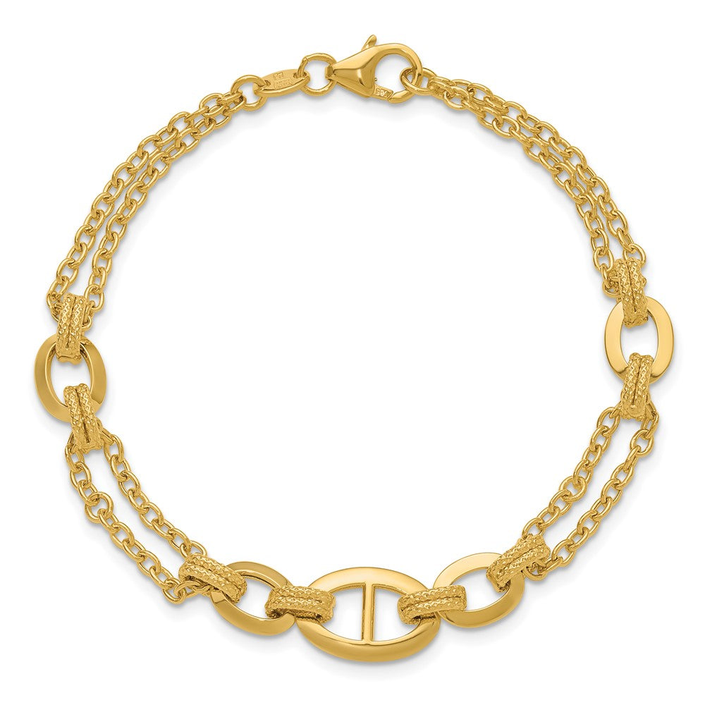 14K Yellow Gold Polished Multi Strand Fancy Link Bracelet