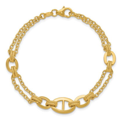 14K Yellow Gold Polished Multi Strand Fancy Link Bracelet