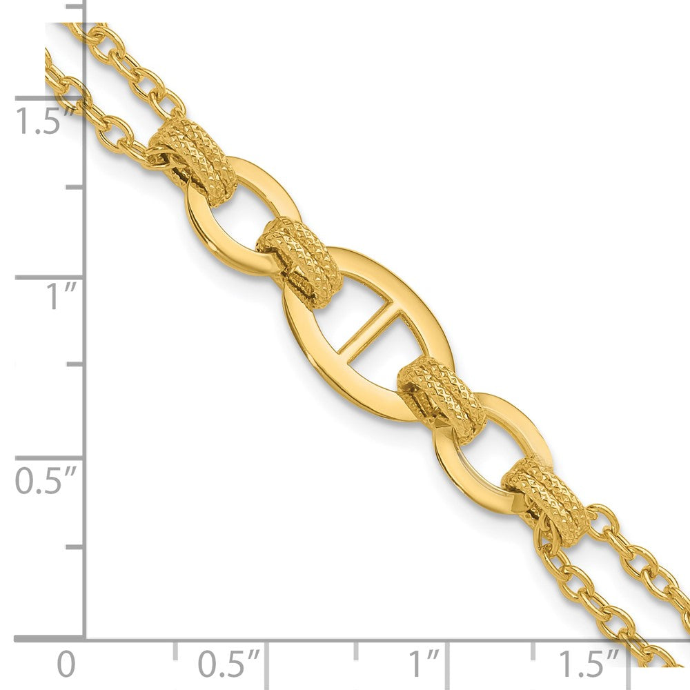 14K Yellow Gold Polished Multi Strand Fancy Link Bracelet