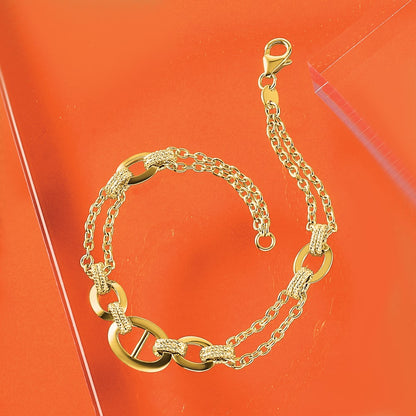 14K Yellow Gold Polished Multi Strand Fancy Link Bracelet