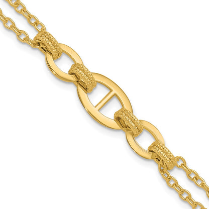 14K Yellow Gold Polished Multi Strand Fancy Link Bracelet