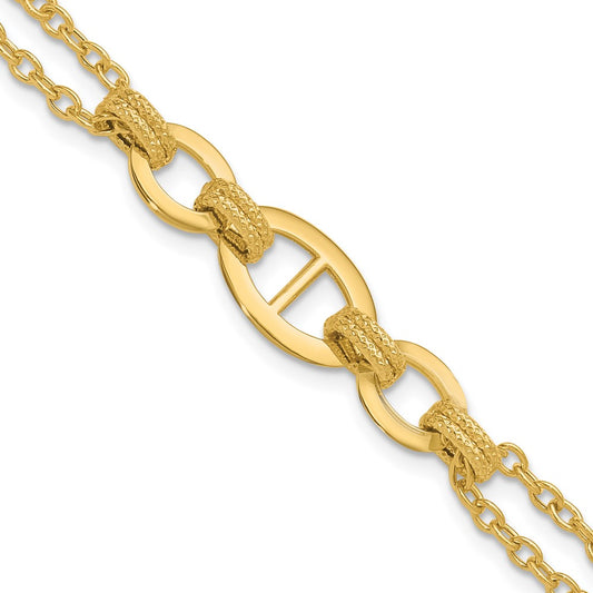 14K Yellow Gold Polished Multi Strand Fancy Link Bracelet