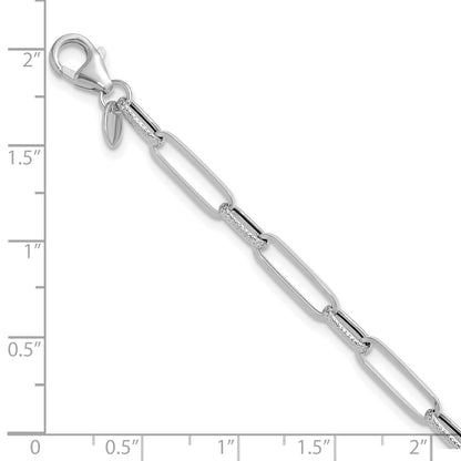14K White Gold Polished/Textured Fancy Link Bracelet