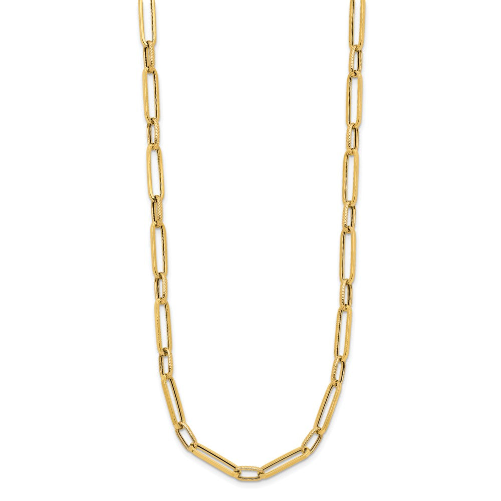 14K Yellow Gold Polished And Textured Fancy Link Necklace