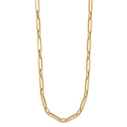 14K Yellow Gold Polished And Textured Fancy Link Necklace