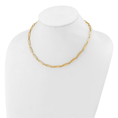 14K Yellow Gold Polished And Textured Fancy Link Necklace
