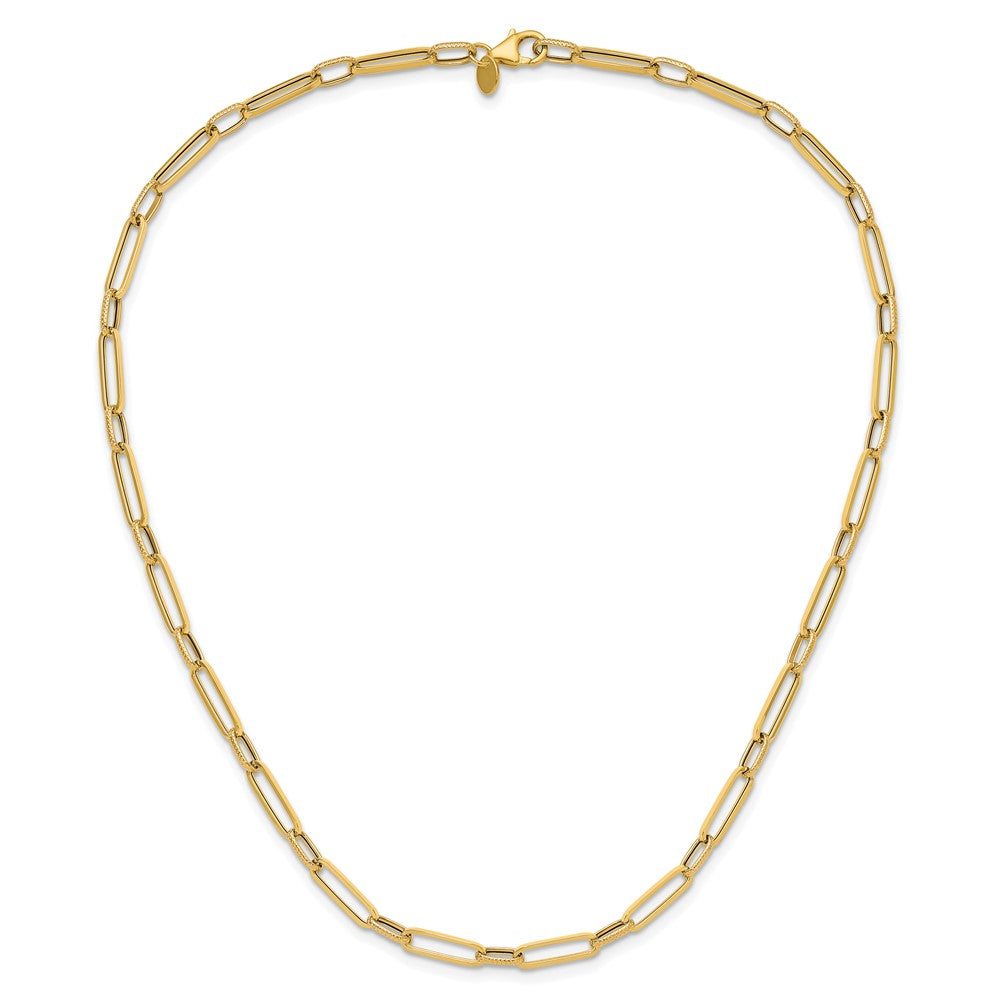 14K Yellow Gold Polished And Textured Fancy Link Necklace