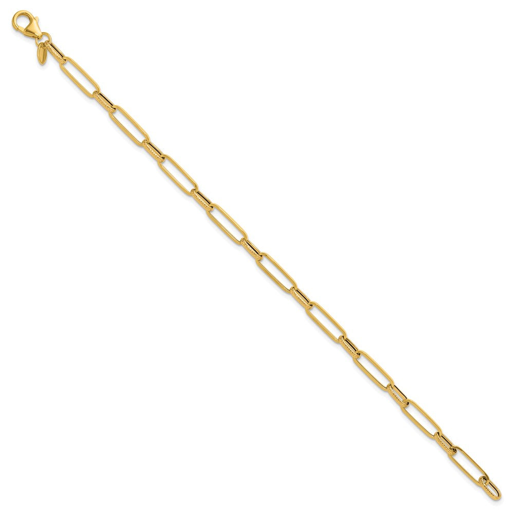 14K Yellow Gold Polished/Textured Fancy Link Bracelet