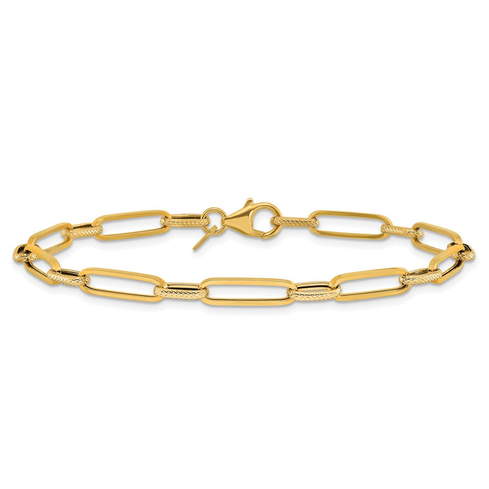 14K Yellow Gold Polished/Textured Fancy Link Bracelet