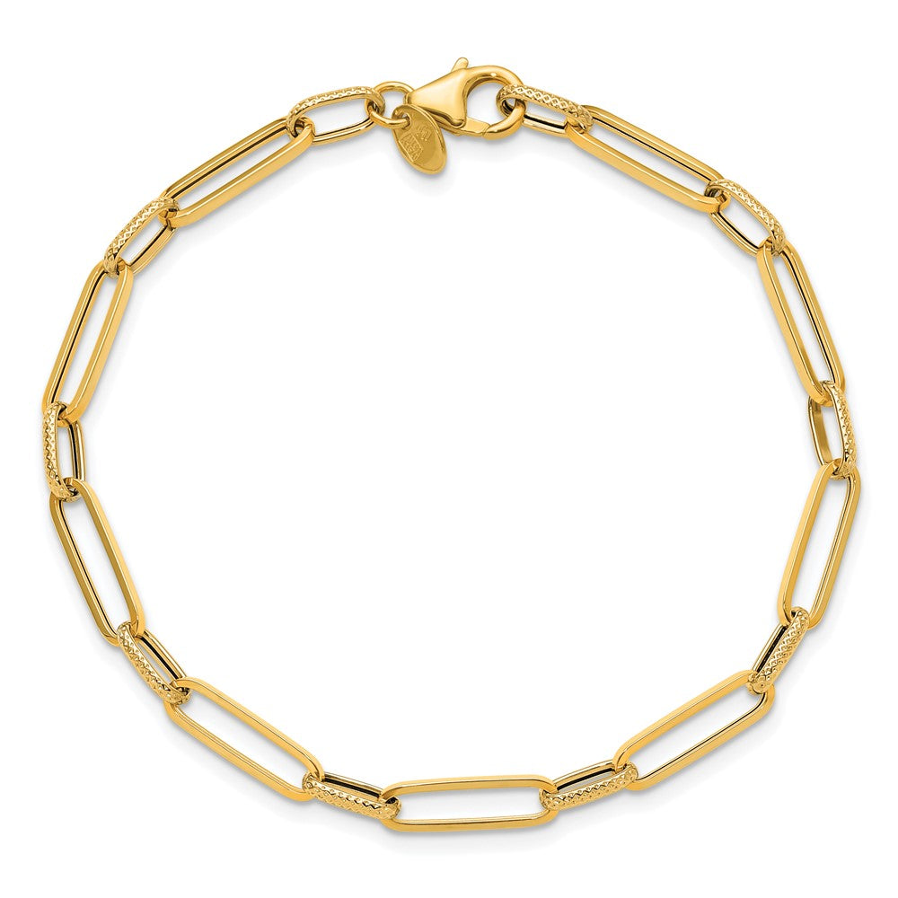 14K Yellow Gold Polished/Textured Fancy Link Bracelet