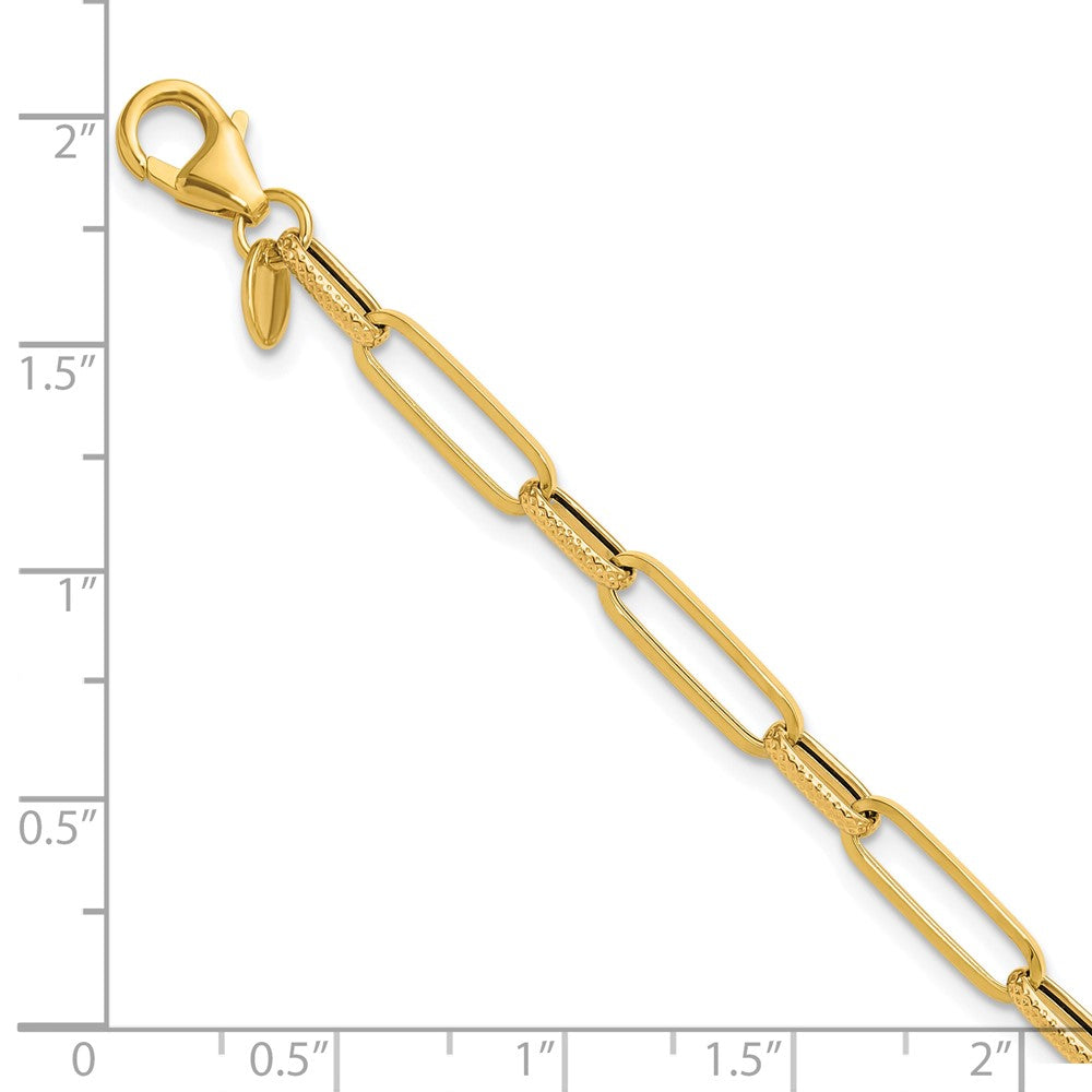 14K Yellow Gold Polished/Textured Fancy Link Bracelet