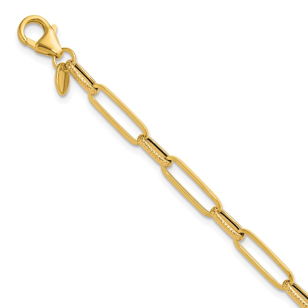 14K Yellow Gold Polished/Textured Fancy Link Bracelet