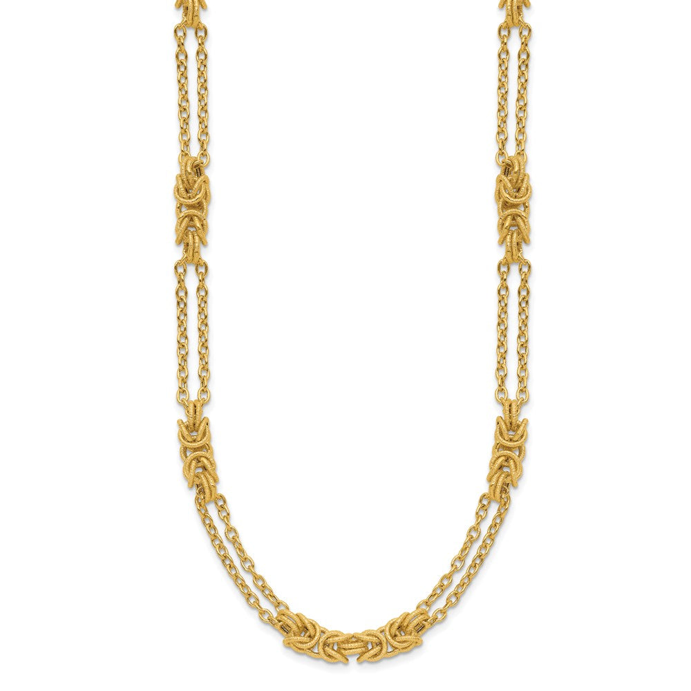 14K Yellow Gold Polished And Textured Multi Strand Necklace
