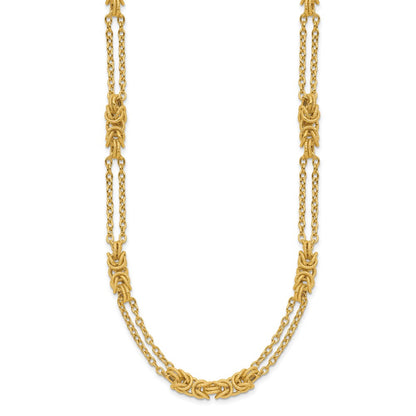 14K Yellow Gold Polished And Textured Multi Strand Necklace