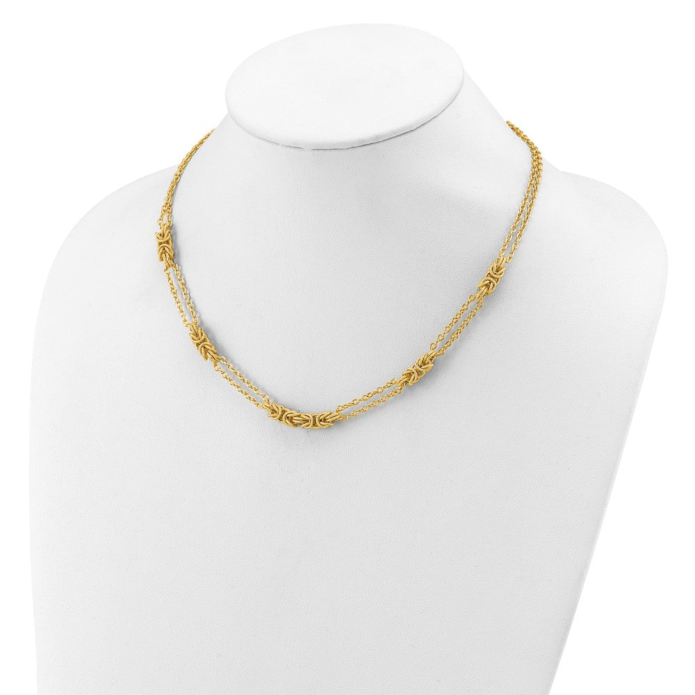 14K Yellow Gold Polished And Textured Multi Strand Necklace