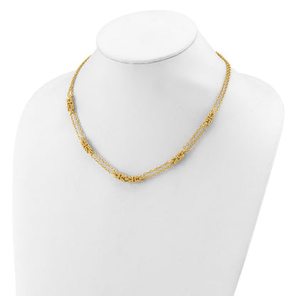 14K Yellow Gold Polished And Textured Multi Strand Necklace