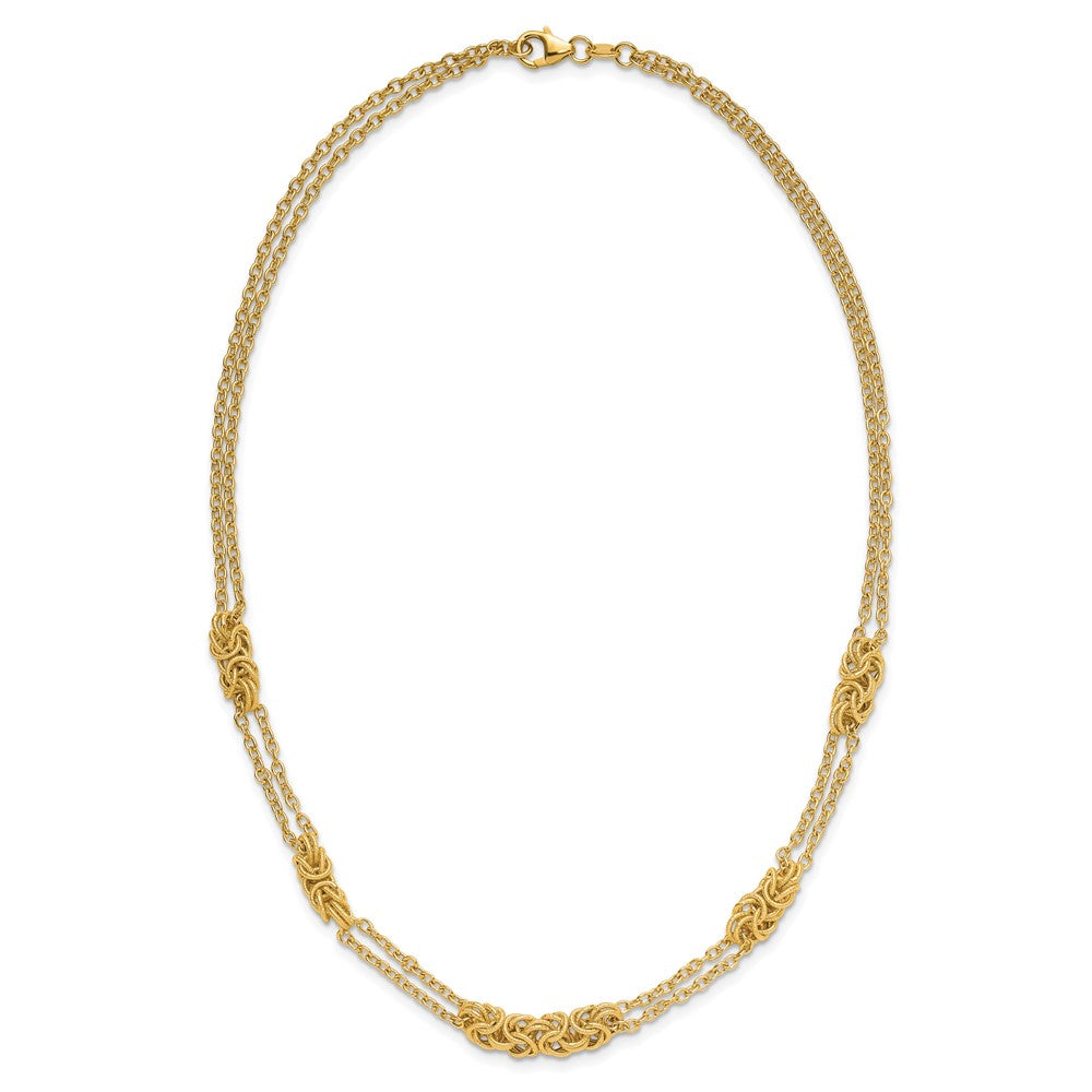 14K Yellow Gold Polished And Textured Multi Strand Necklace