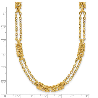 14K Yellow Gold Polished And Textured Multi Strand Necklace