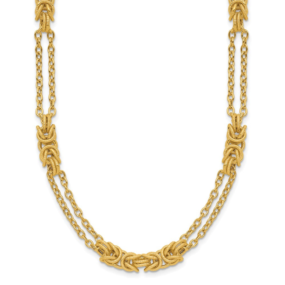 14K Yellow Gold Polished And Textured Multi Strand Necklace