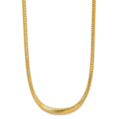 14K Yellow Gold Polished Ridged Graduated Necklace