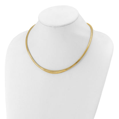 14K Yellow Gold Polished Ridged Graduated Necklace