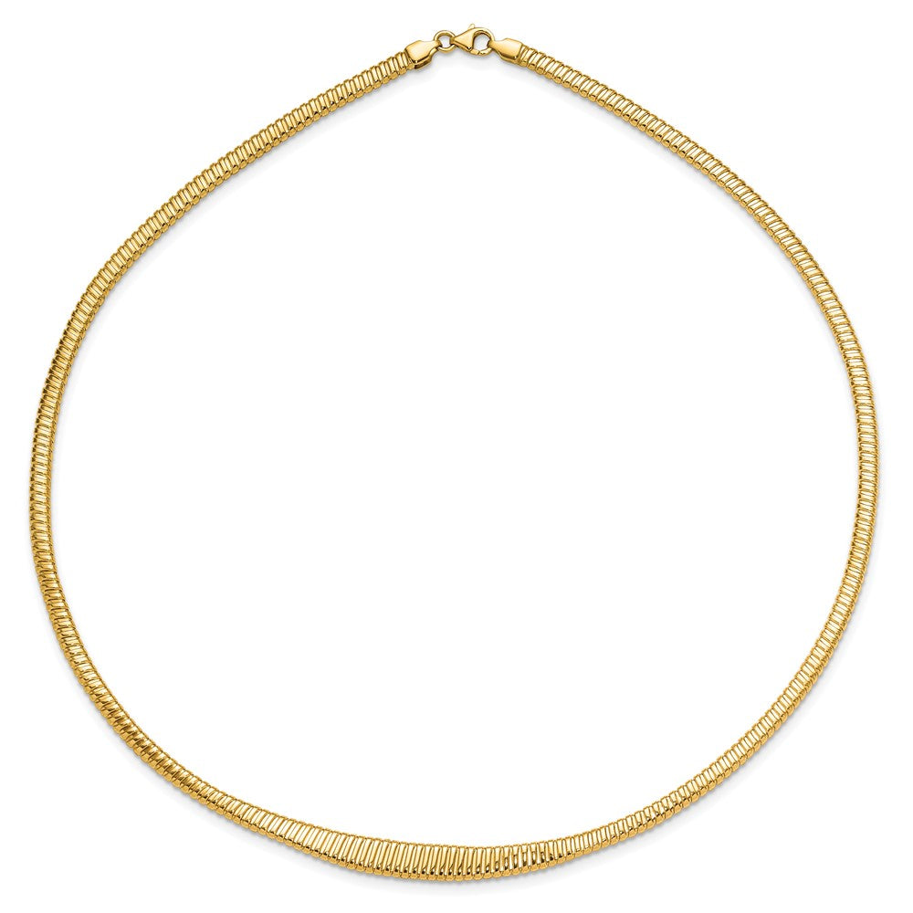 14K Yellow Gold Polished Ridged Graduated Necklace