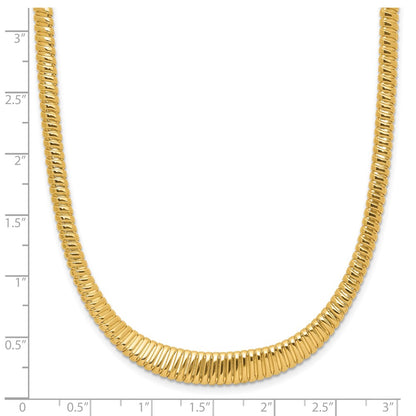 14K Yellow Gold Polished Ridged Graduated Necklace